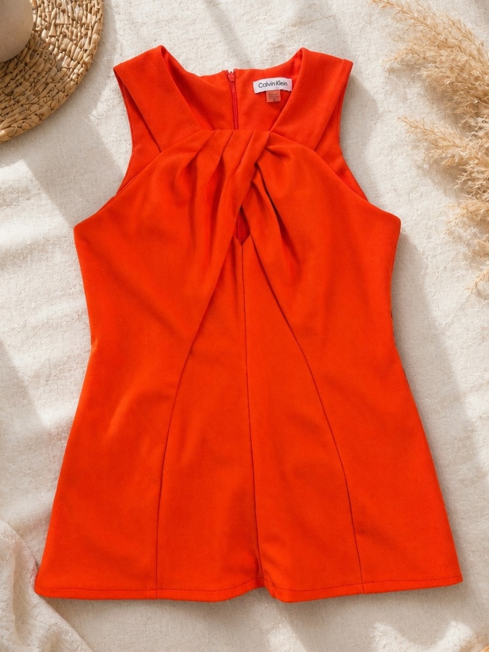 Calvin Klein Bright Orange Twist-Front Sleeveless Camisole